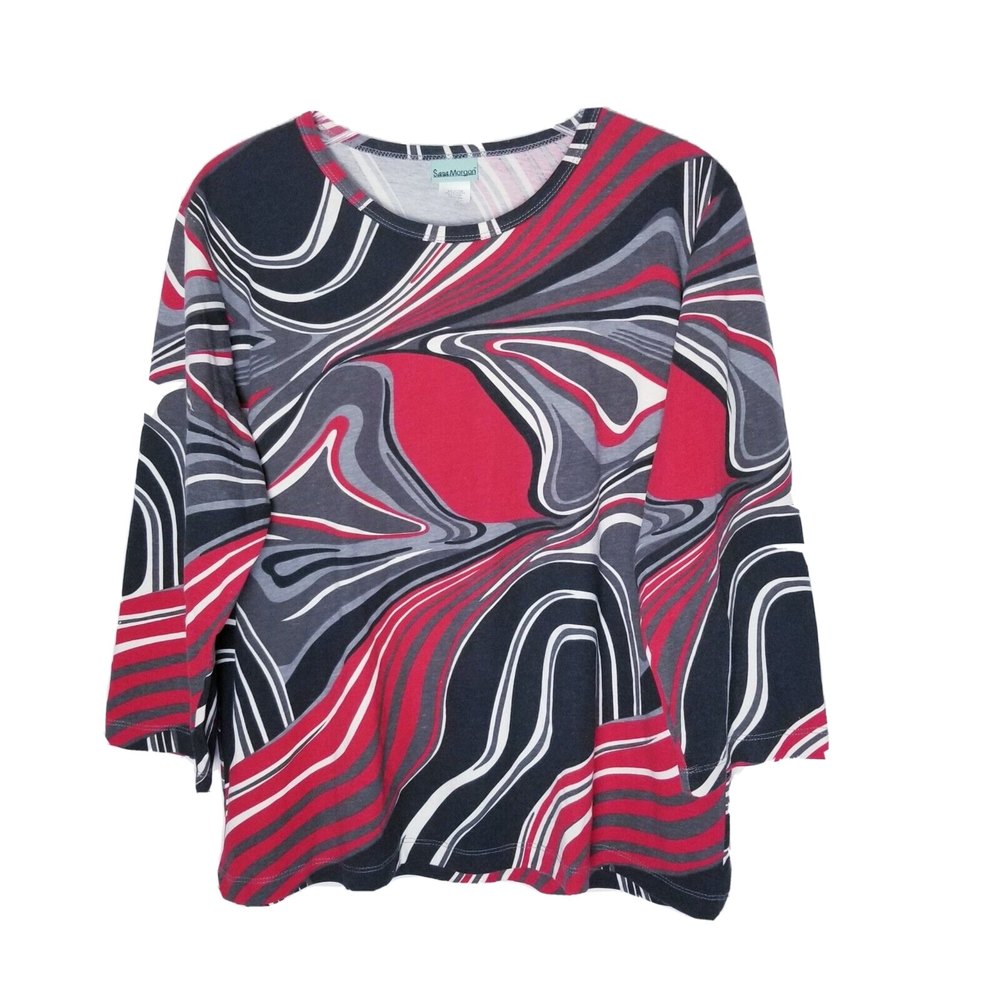 Sara Morgan 3/4 Sleeve Tee Shirt Women Size Large Style BDG